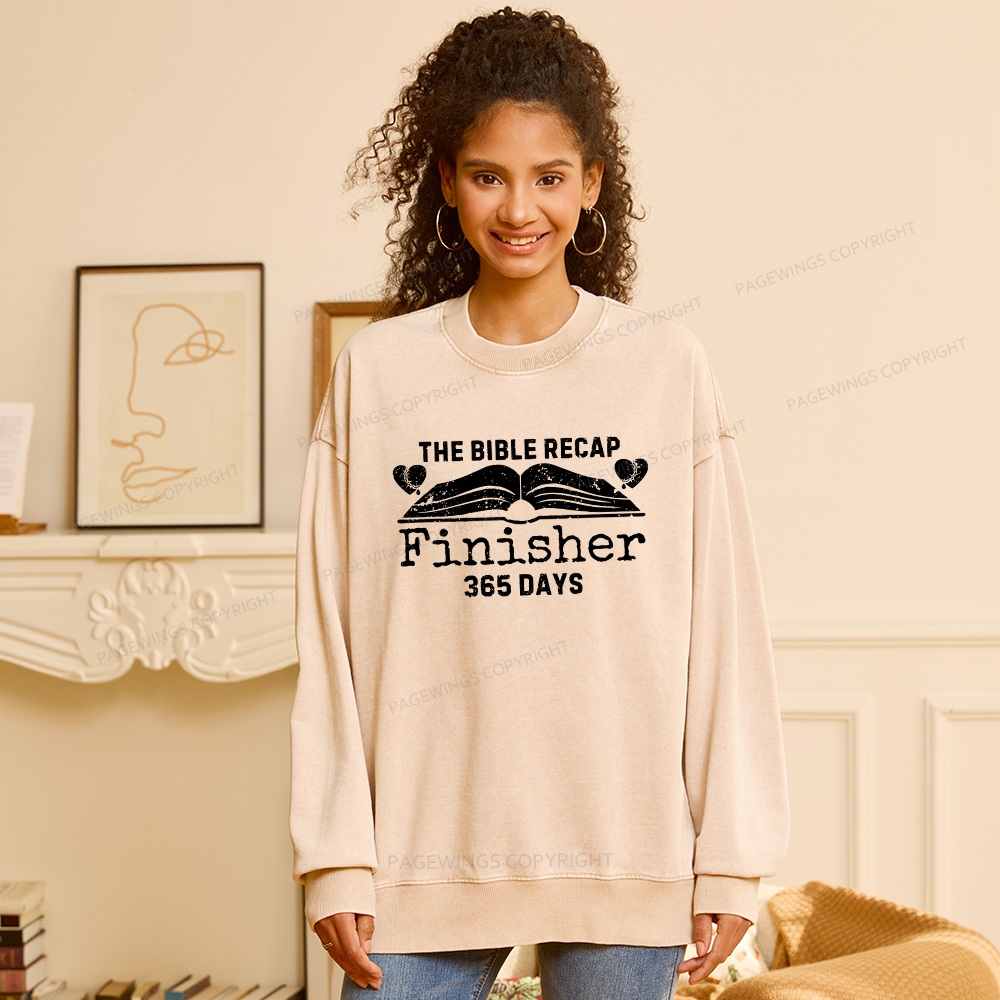 Pagewings  The Bible Recap Finisher 365 Days Unisex Washed Sweatshirt