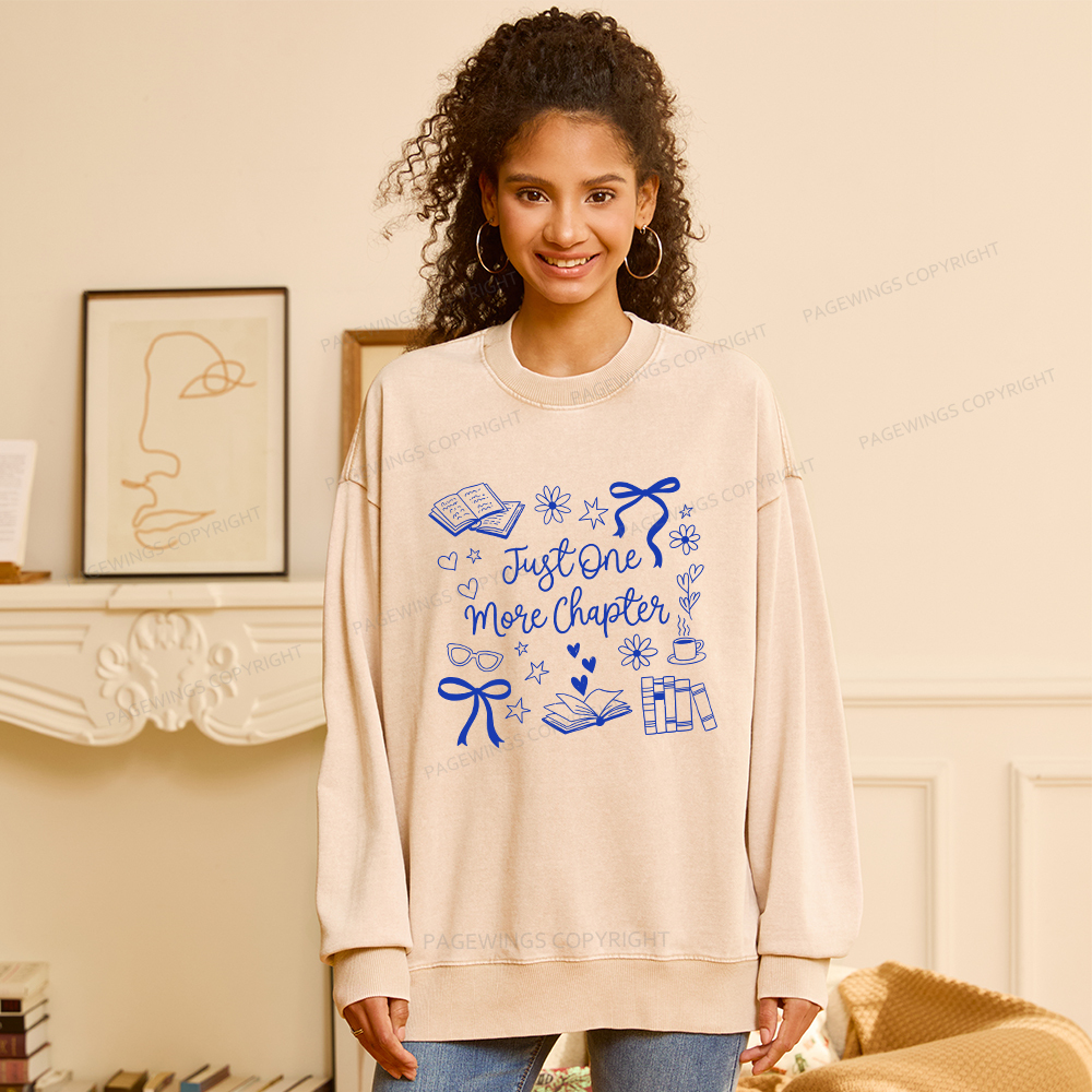 Pagewings Just one More Chapter Unisex Washed Sweatshirt