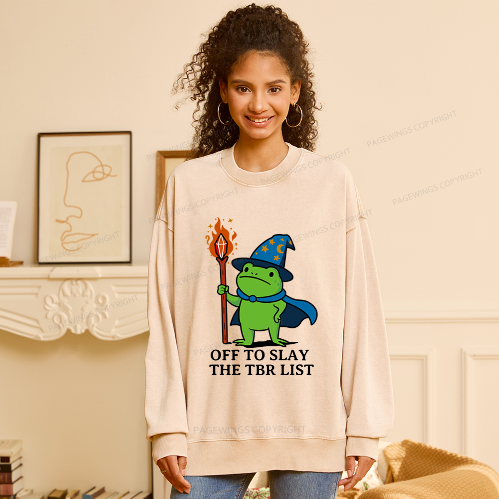Pagewings Off to Slay The TBR List Unisex Washed Sweatshirt