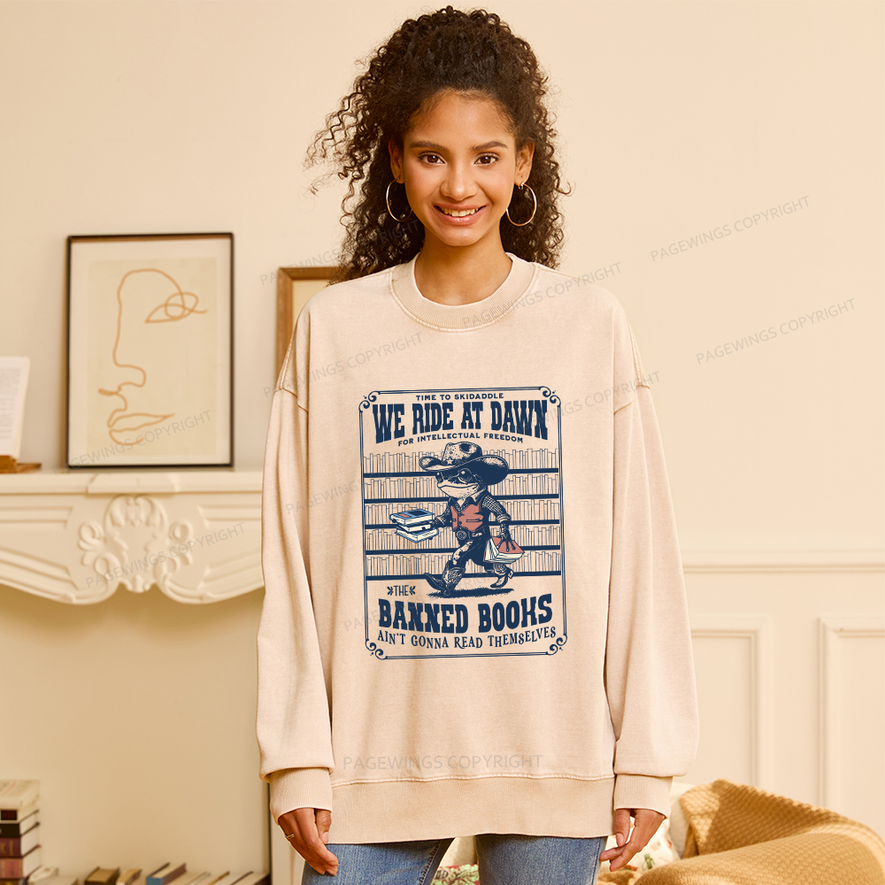 Pagewings The Banned Books Ain't Gonna Read Themselves Unisex Washed Sweatshirt