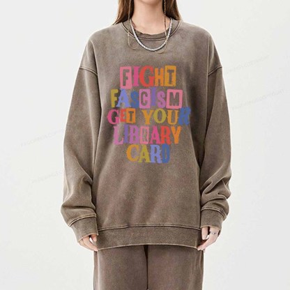 Pagewings Get Your Library Card Unisex Washed Sweatshirt