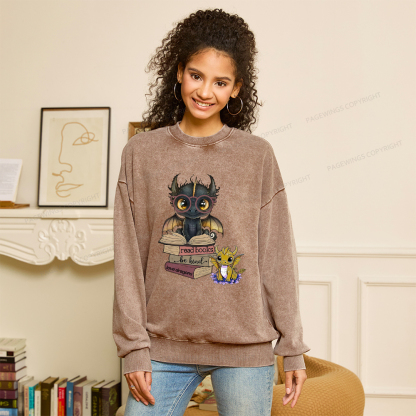 Pagewings Cute Tairn And Andarna Fourth Wing Unisex Washed Sweatshirt