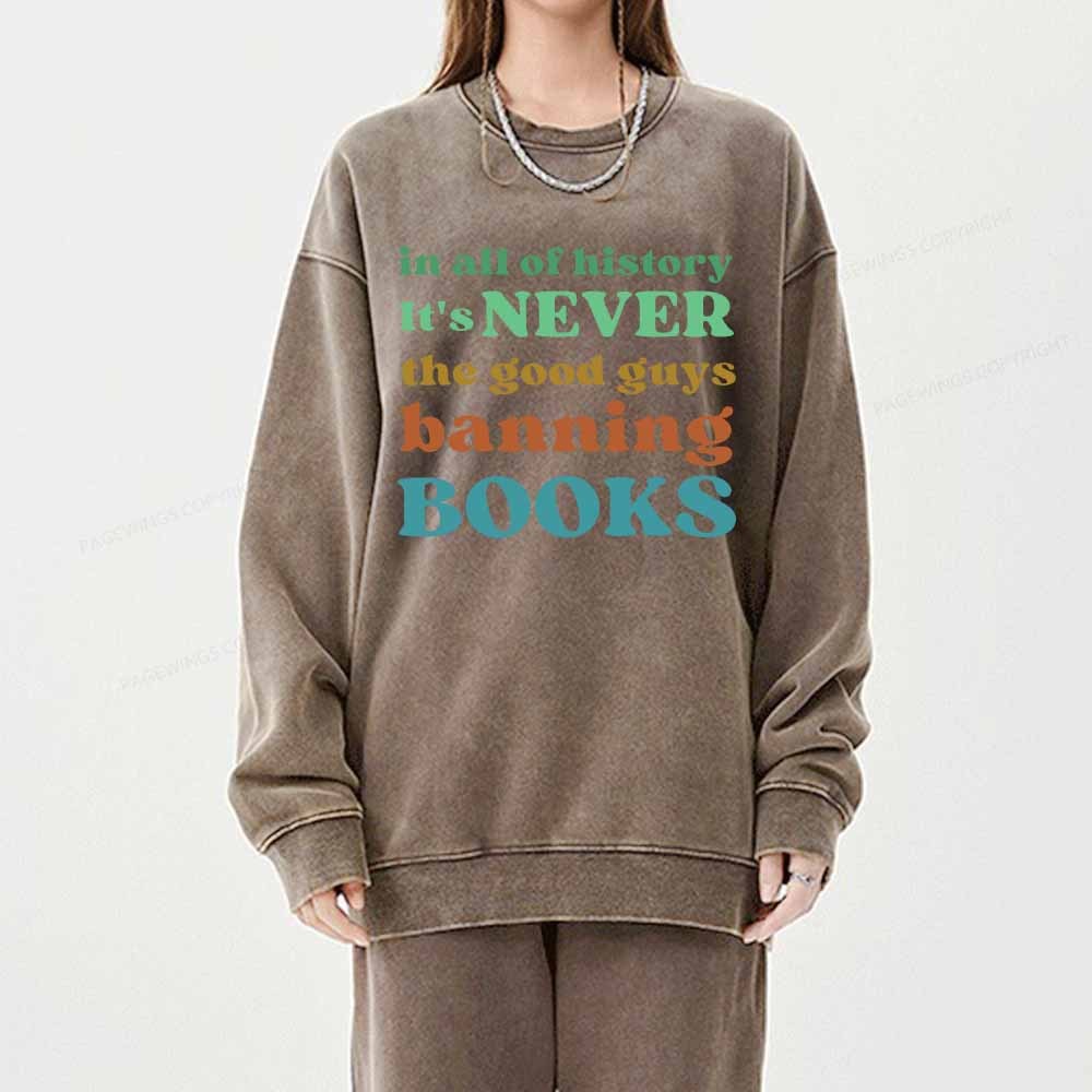 Pagewings Banned Books Shirt Unisex Washed Sweatshirt