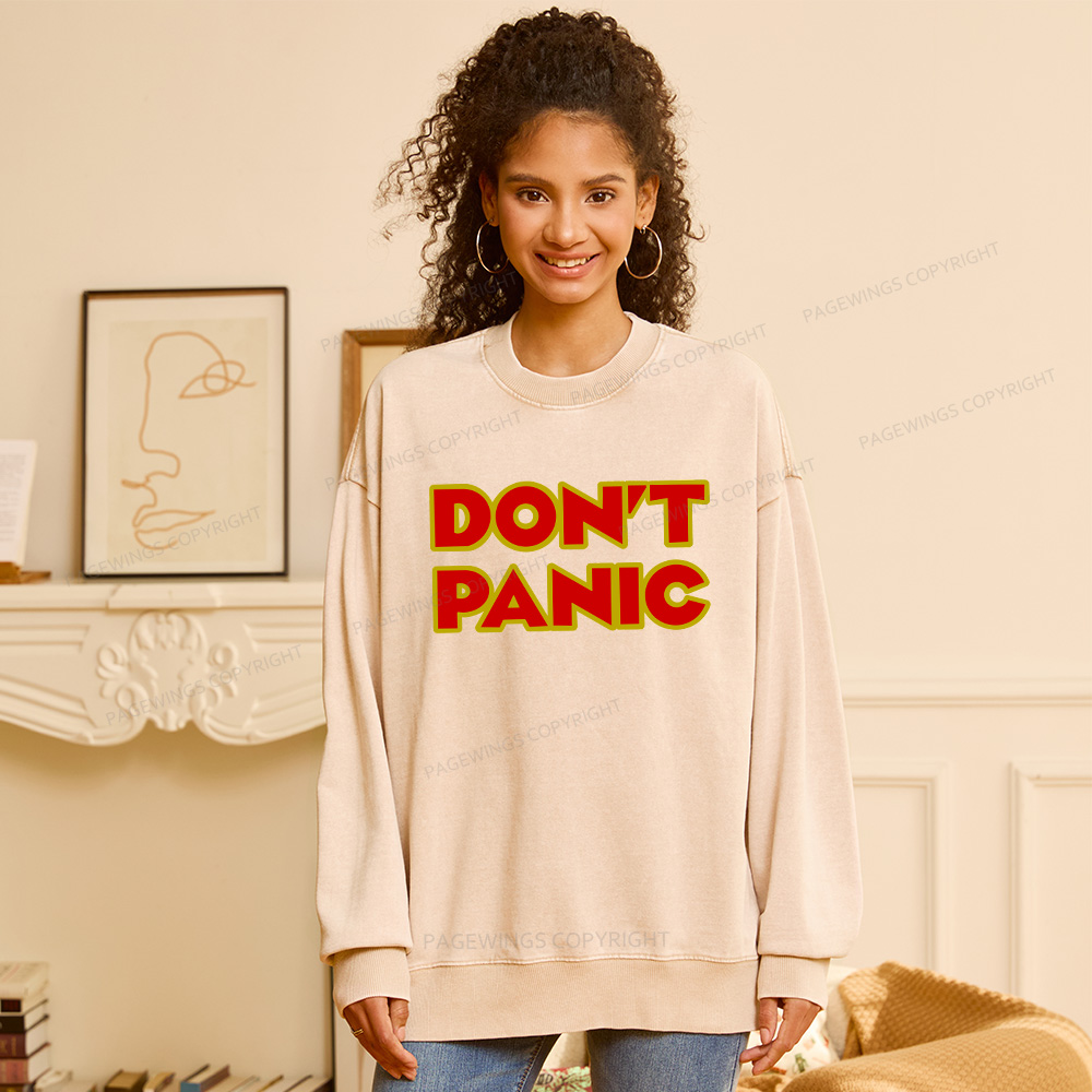 Pagewings Don't Panic Unisex Washed Sweatshirt