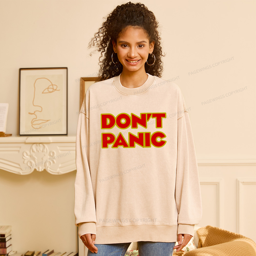 Pagewings Don't Panic Unisex Washed Sweatshirt