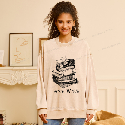 Pagewings Book Wyrm Unisex Washed Sweatshirt