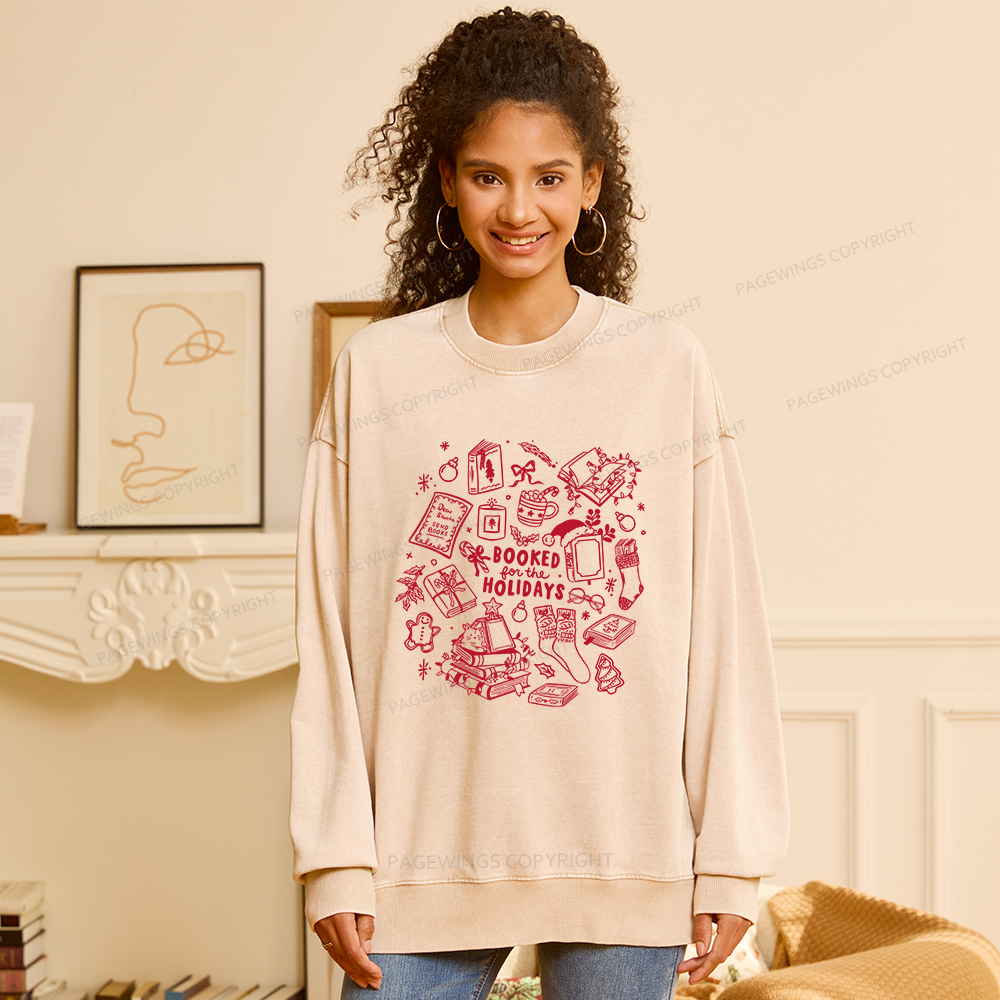 Pagewings Booked For The Holidays Unisex Washed Sweatshirt