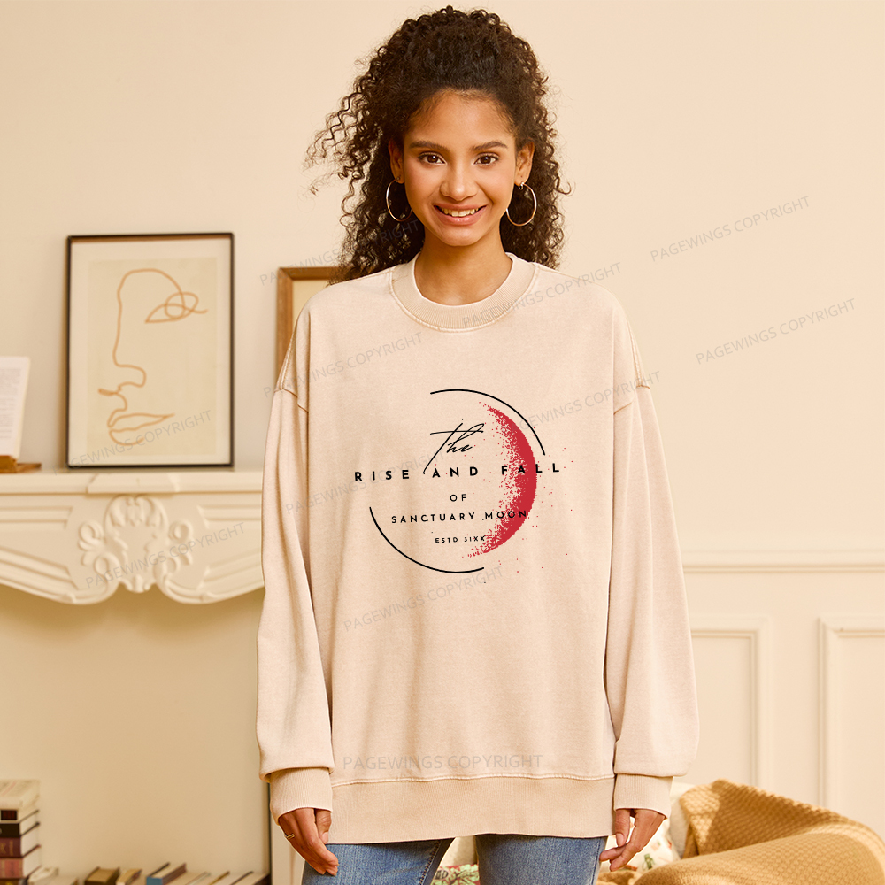 Pagewings The Rise and Fall of Sanctuary Moon Unisex Washed Sweatshirt