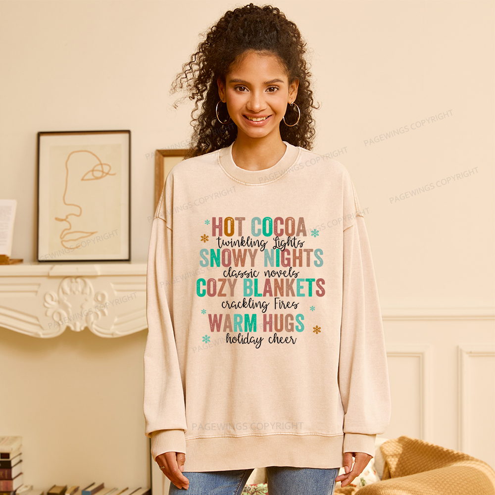Pagewings Cozy Season Classic Novels Unisex Washed Sweatshirt