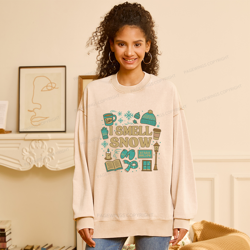 Pagewings I Smell Snow Unisex Washed Sweatshirt