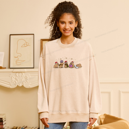 Pagewings Capybara Christmas Reading Unisex Washed Sweatshirt