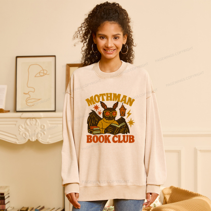 Pagewings Mothman Book Club Unisex Washed Sweatshirt