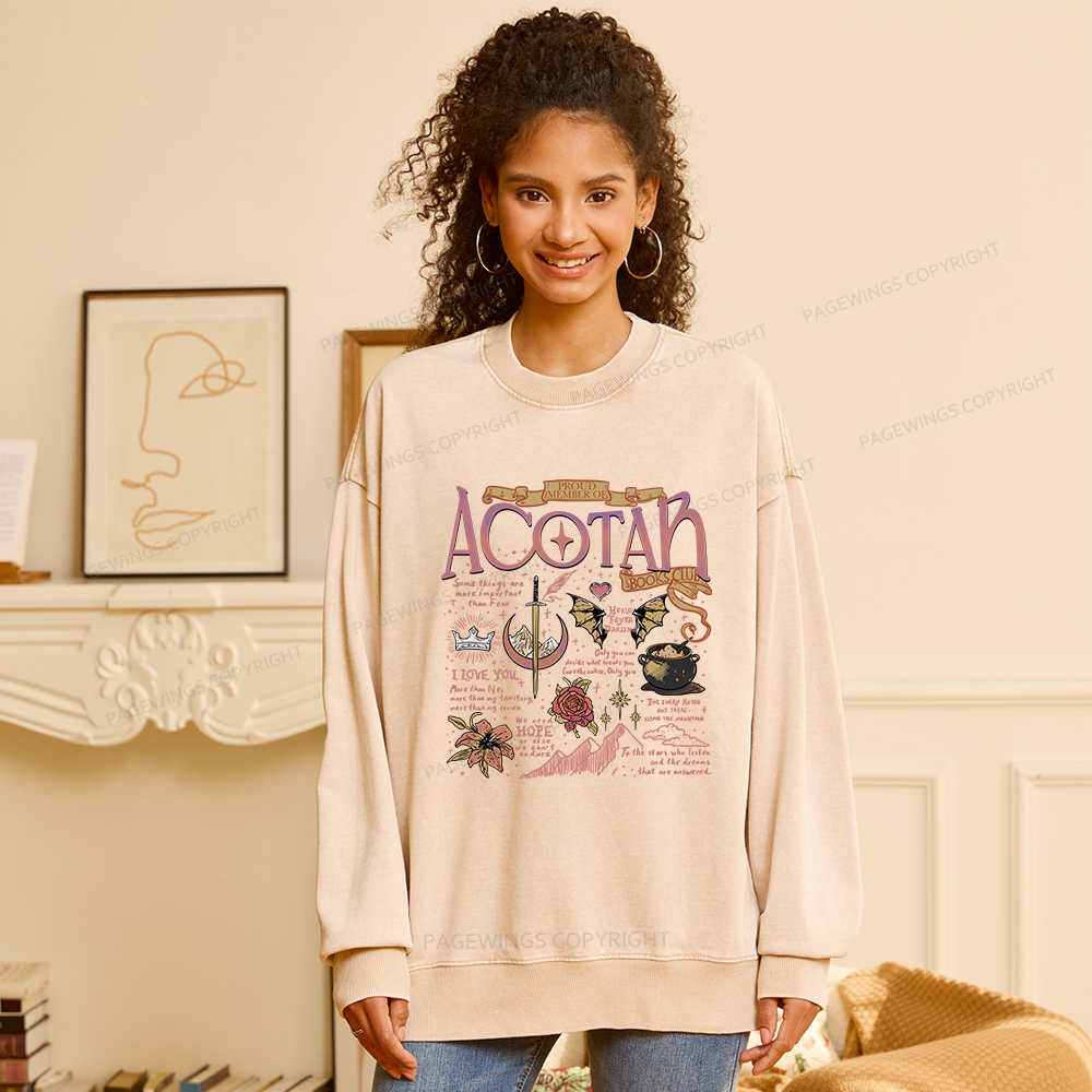 Pagewings Fantasy Book Unisex Washed Sweatshirt