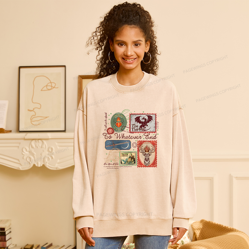 Pagewings Book Lover Stamps Unisex Washed Sweatshirt