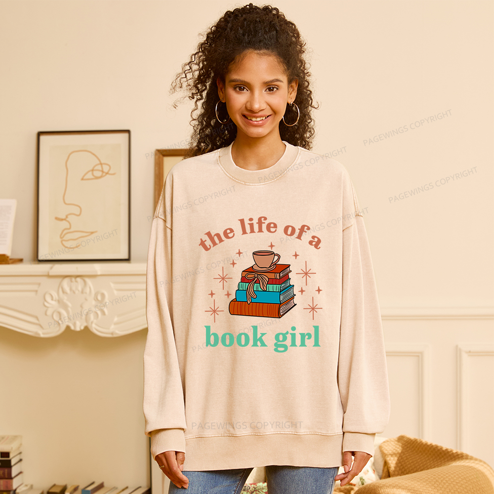 Pagewings The Life of a Book Girl Unisex Washed Sweatshirt