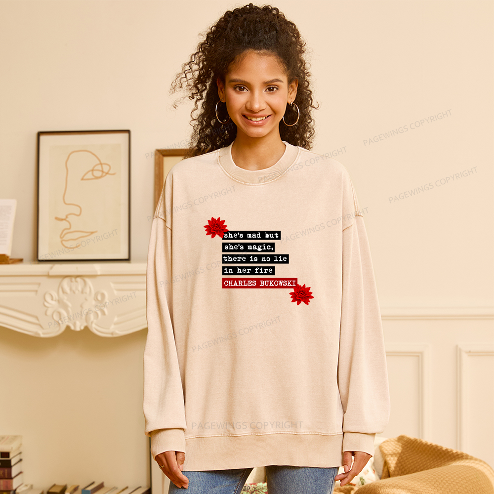 Pagewings She's Mad But Magic Unisex Washed Sweatshirt