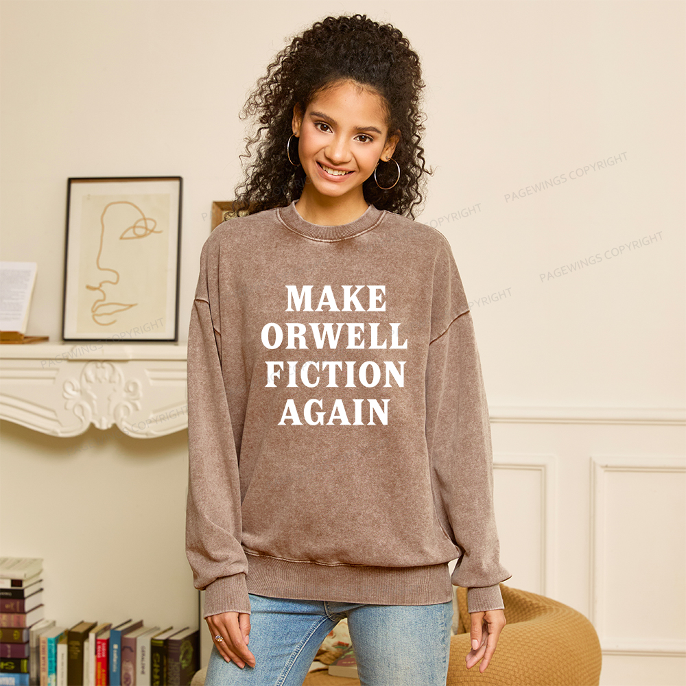 Pagewings Make Orwell Fiction Again Unisex Washed Sweatshirt