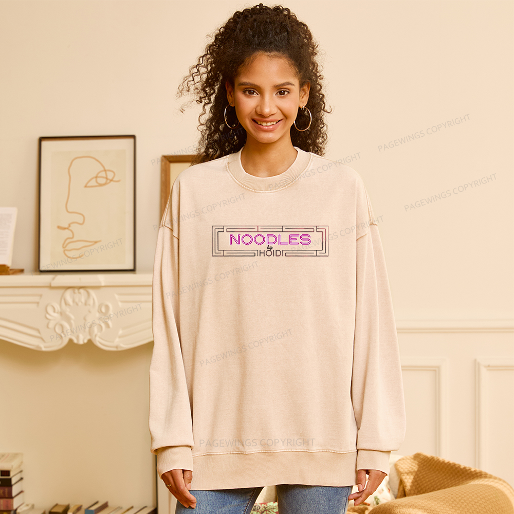 Pagewings Fantasy Book Noodles Unisex Washed Sweatshirt