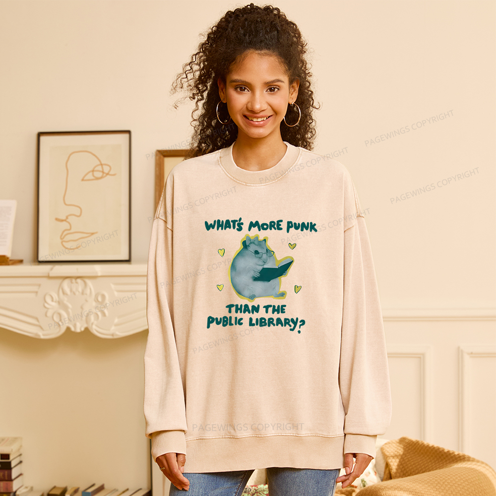 Pagewings What’s More Punk Than The Public Library? Unisex Washed Sweatshirt