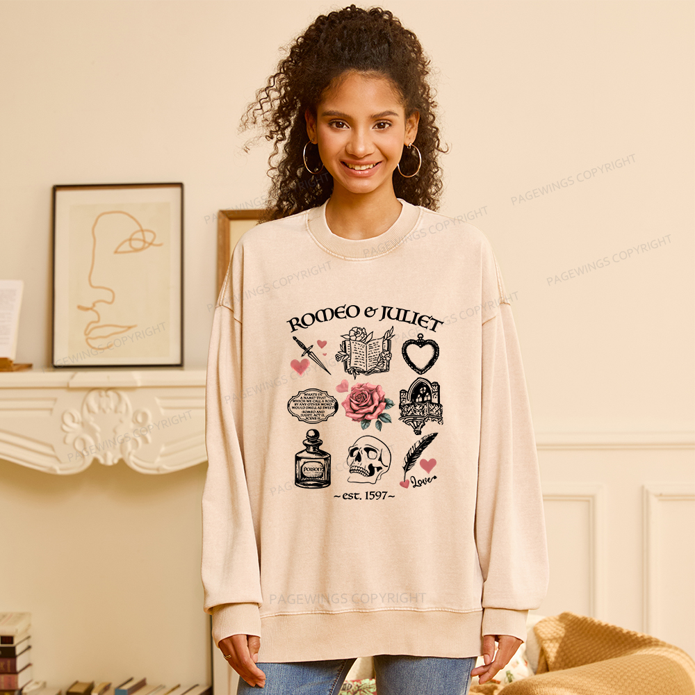 Pagewings Romeo and Juliet Unisex Washed Sweatshirt