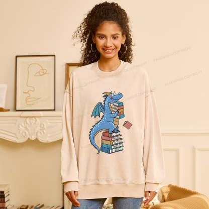 Pagewings Book Dinosaurs Unisex Washed Sweatshirt