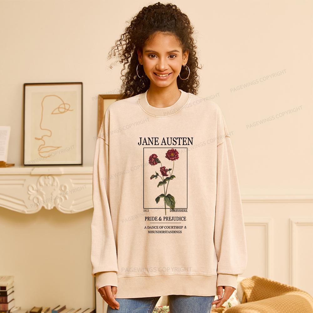 Pagewings Literary Floral Unisex Washed Sweatshirt