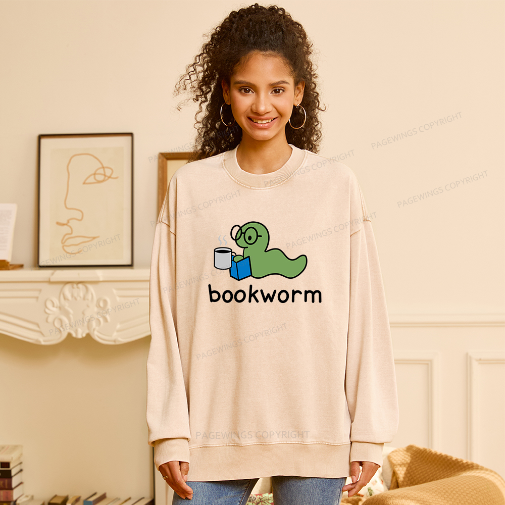 Pagewings Bookworm Unisex Washed Sweatshirt