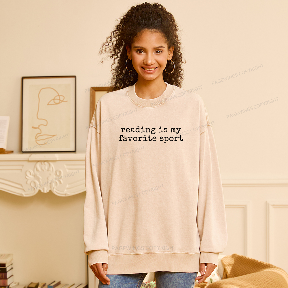 Pagewings Reading Is My Favorite Sport Unisex Washed Sweatshirt