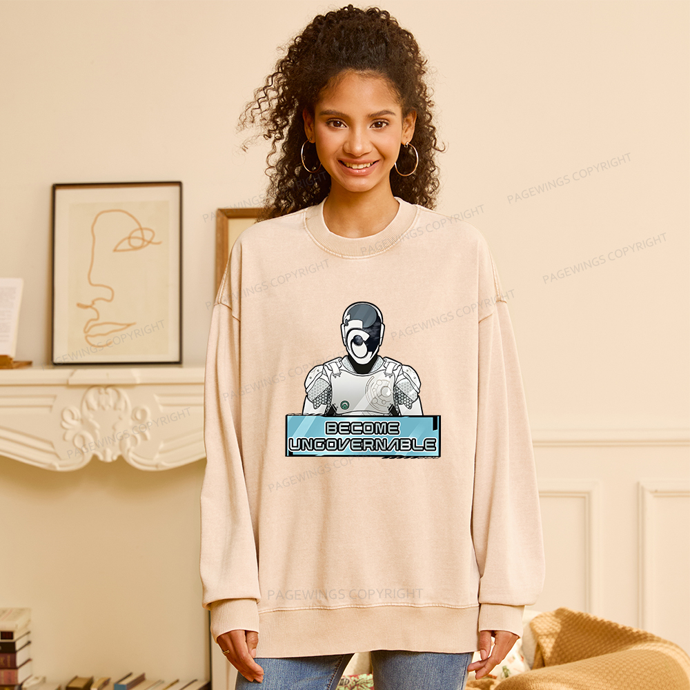 Pagewings Become Ungovernable Unisex Washed Sweatshirt