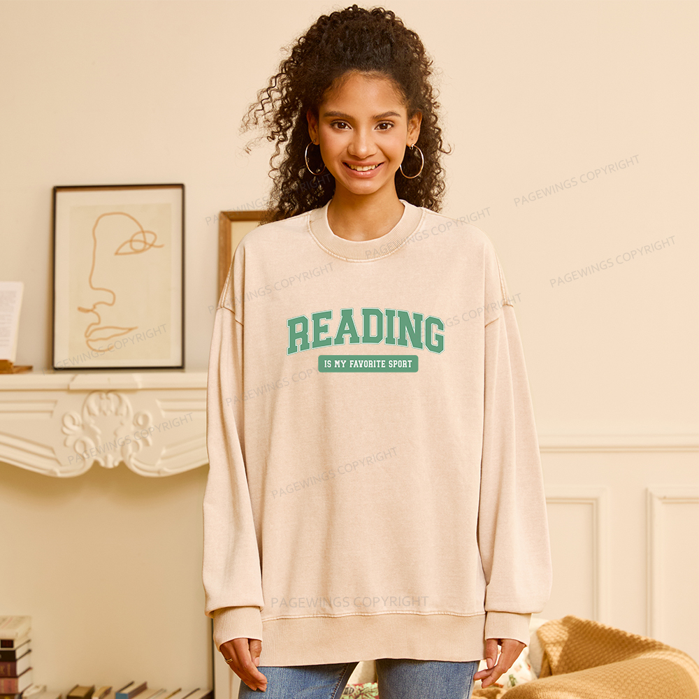 Pagewings Reading Is My Favorite Sport Unisex Washed Sweatshirt