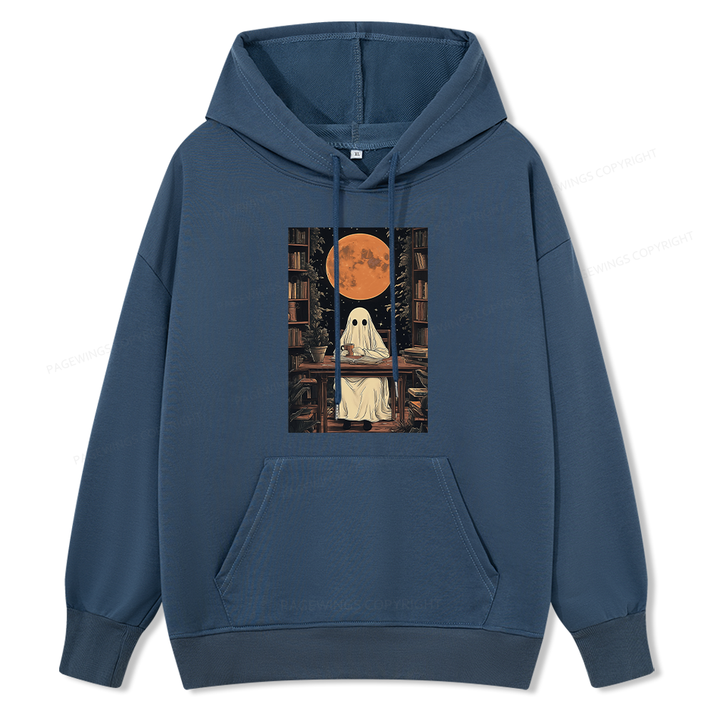 Pagewings Halloween Ghost Books Coffee Unisex Classic Hoodie