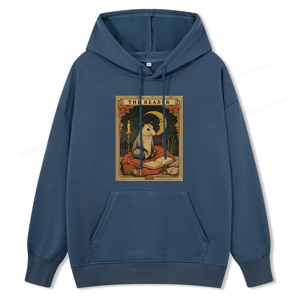 Pagewings The Reader Opossum Tarot Card Unisex Classic Hoodie