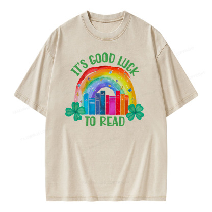 Pagewings It's Good Luck to Read Shirt, St. Patrick's Day Unisex Washed T-shirt