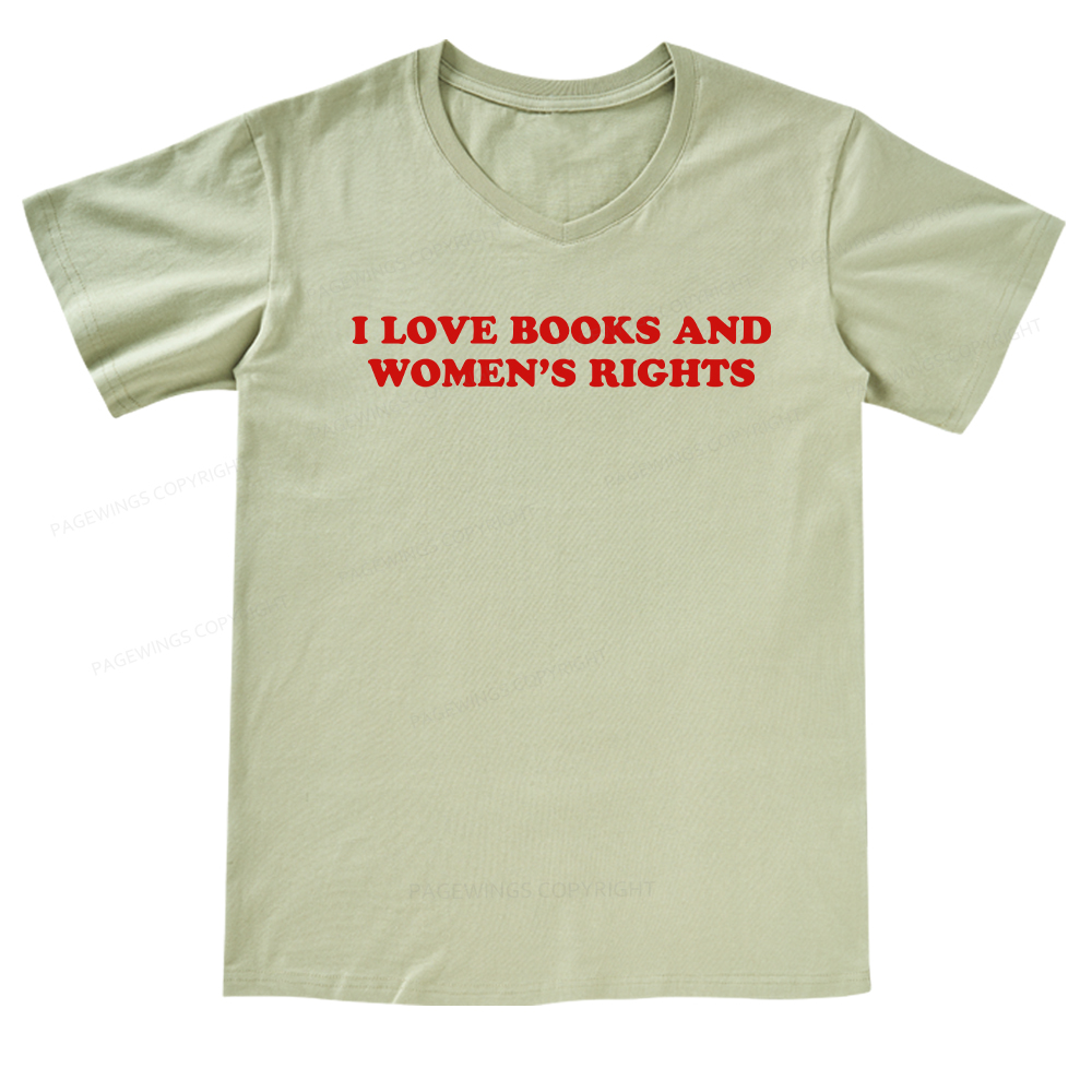 Pagewings I Love Books And Women's Rights V-neck T-shirt