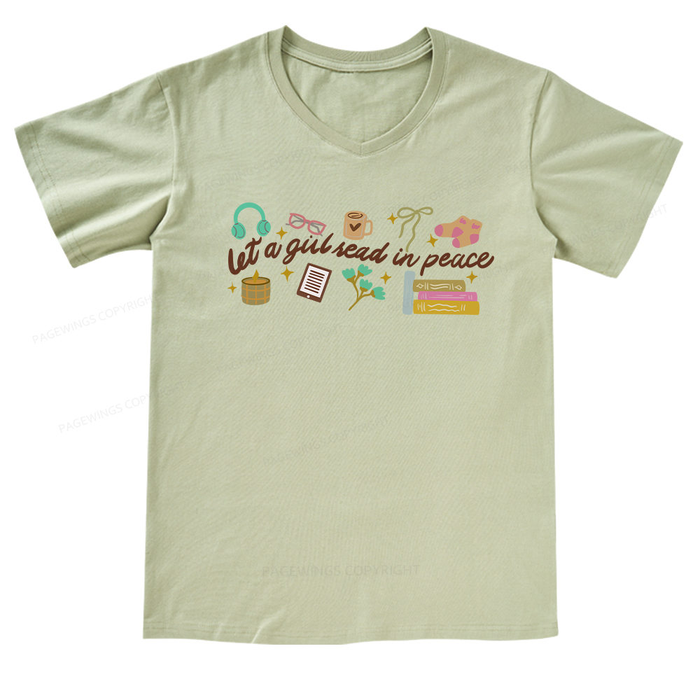 Pagewings Let a Girl Read in Peace V-neck T-shirt