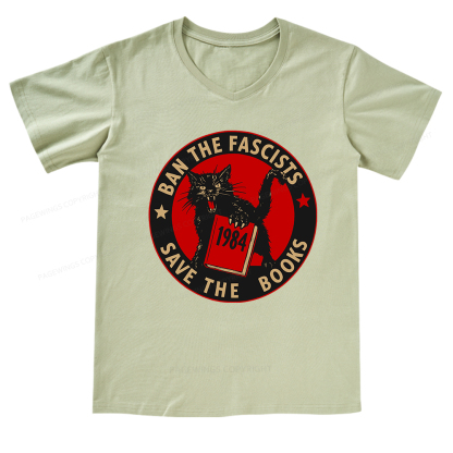 Pagewings Ban The Fascists Save The Books V-neck T-shirt