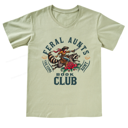 Pagewings Feral Aunt Social Book Club V-neck T-shirt