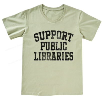 Pagewings Support Public Libraries V-neck T-shirt