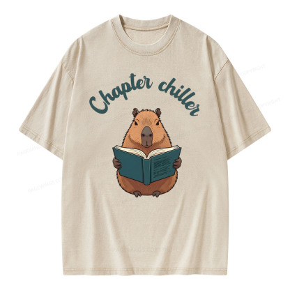 Pagewings Reading capybara Classic T-Shirt  Unisex Washed T-shirt