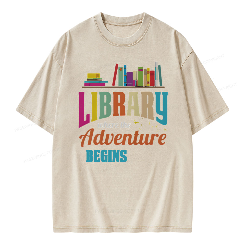 Pagewings Library Fan - book lovers Librarian Reader T-Shirt Unisex Washed T-shirt