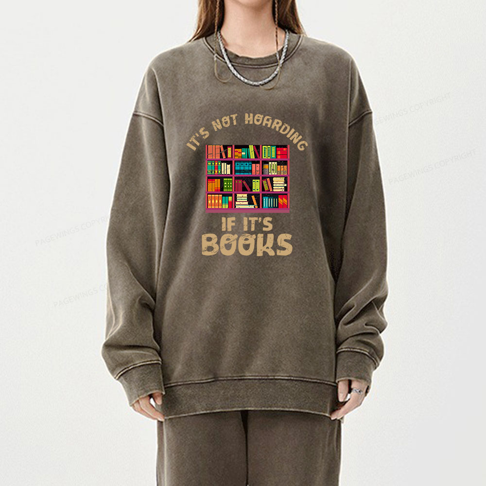 Pagewings Bookshelf Set Of Stacks Of Books Stock Unisex Washed Sweatshirt
