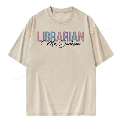 Pagewings Personalized Librarian Shirt Unisex Washed T-shirt