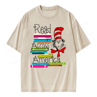 Pagewings Read Across America DTF Transfer, Reading Friends Dr. Seuss Unisex Washed T-shirt