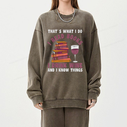 Pagewings Book Fun Wines Book Reading T-Shirts Unisex Washed Sweatshirt