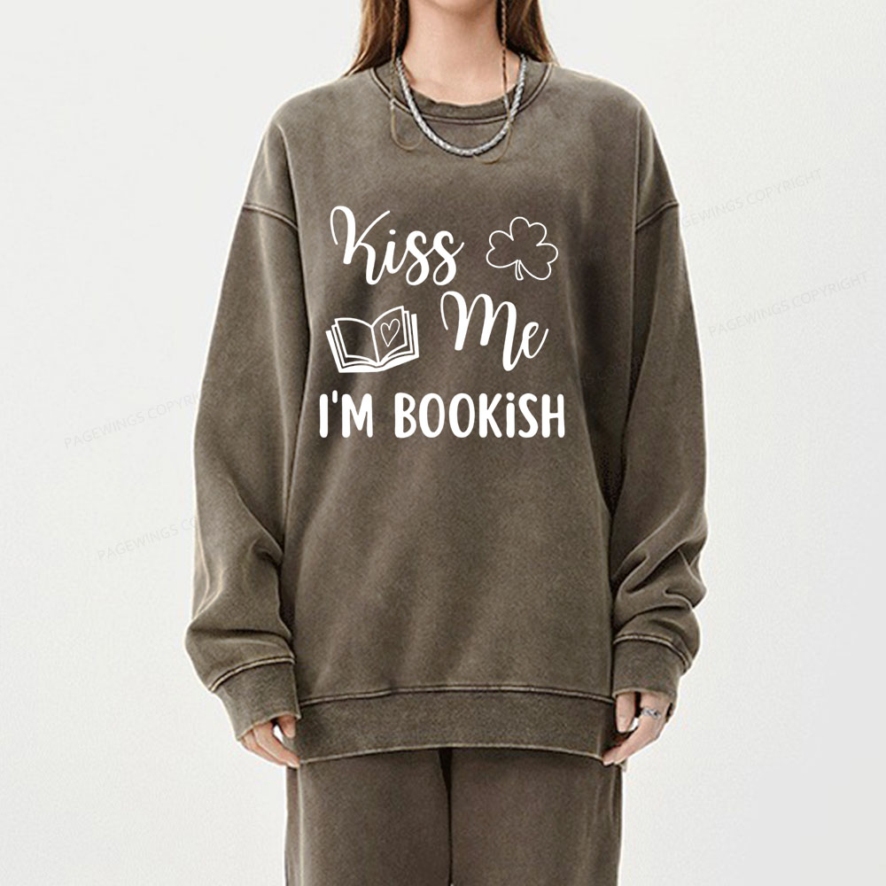 Pagewings Book Funny, Reader Bookworm Librarian Shirt Gift Unisex Washed Sweatshirt