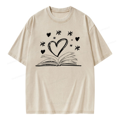Pagewings Bookworm Librarian Valentines Day Book Unisex Washed T-shirt