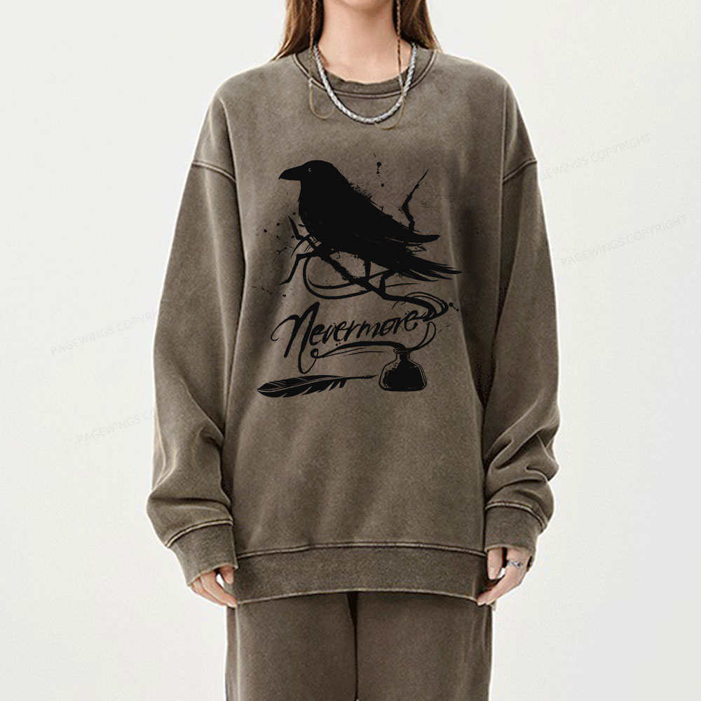 Pagewing  Nevermore Unisex Washed Sweatshirt