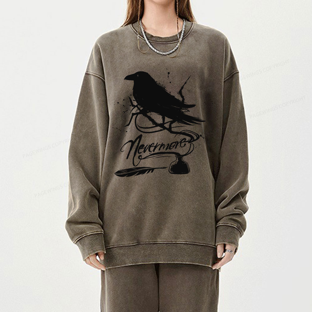 Pagewing  Nevermore Unisex Washed Sweatshirt