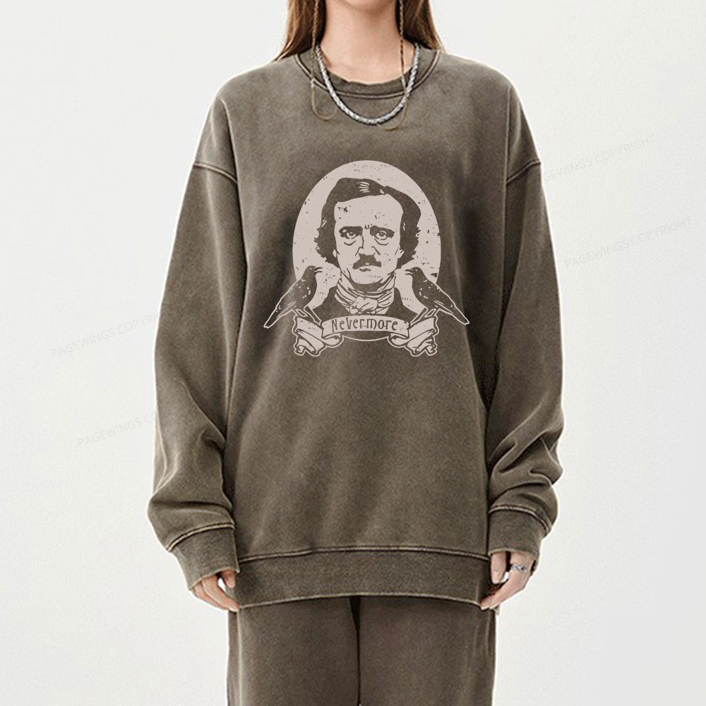 Pagewing   Literary Vintage Stephen Allen King HP Lovecraft Book Unisex Washed Sweatshirt