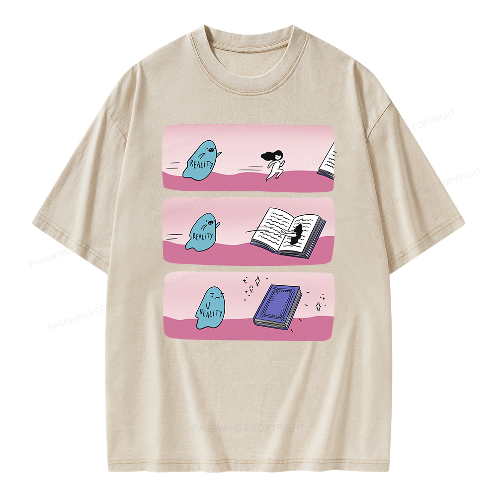 Pagewing Books vs Reality Unisex Washed T-shirt